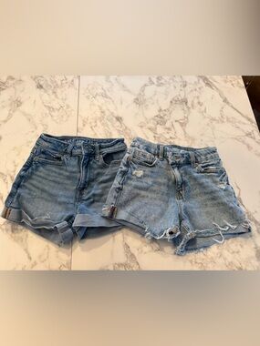 American Eagle Outfitters Light Blue Denim Cutoff Shorts Duo Mom Short